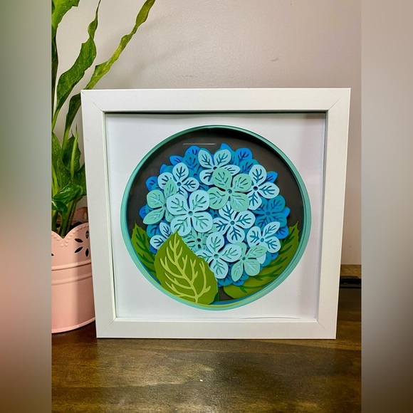 3D Blue Hydrangea Shadowbox - Picture 5 of 9